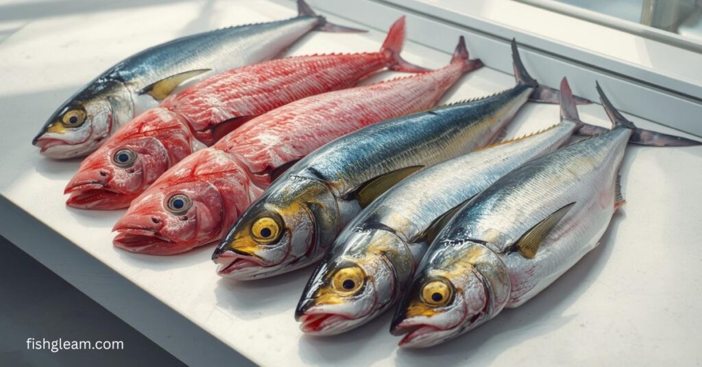 Fresh types of tuna on a plate